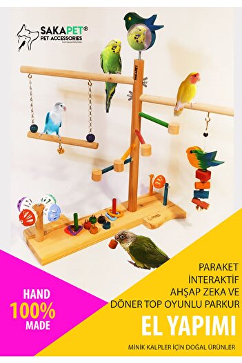 SAKAPET Interactive Sparkle - Wooden Intelligence and Rotating Ball Fun Track Sdp02