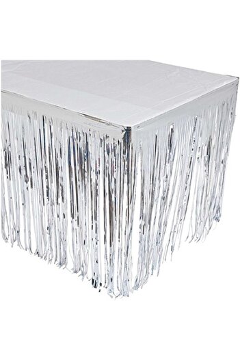 ECE PARTİ Table Skirt Tassel Silver Color