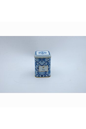 EVLE Er008-y2 Azulejos Tea Patterned Square Metal Storage Container 8x8 Cm