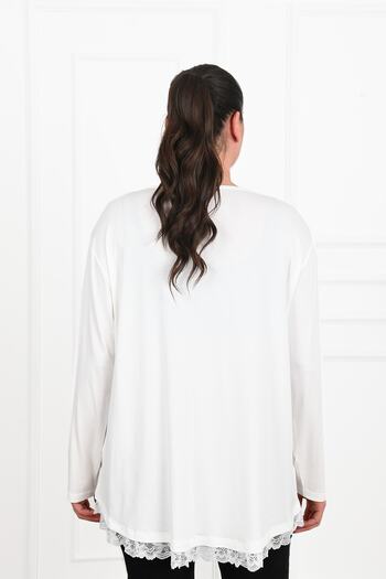 Koza Butik Γυναικεία μπλούζα με δαντέλα Guipure Plus Size - 1386-23