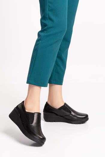Gondol Pantof confortabil cu talpă anatomică din piele naturală Esfa.4052 - Floater negru - 38
