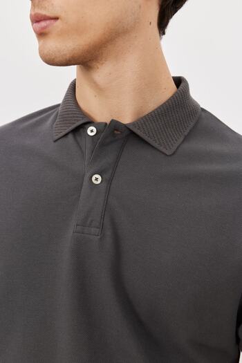 ALTINYILDIZ CLASSICS Ανδρικό μπλουζάκι Anthracite Slim Fit Slim Fit 100% βαμβακερό γιακά πόλο κοντομάνικο μπλουζάκι