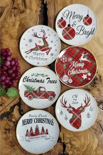 SERAMİKCİ New Year 6 Piece Cake Plate - New Year's Products