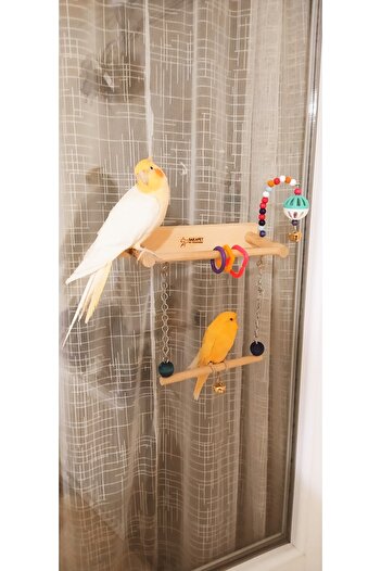SAKAPET Bird Play Track with Swing for Glass
