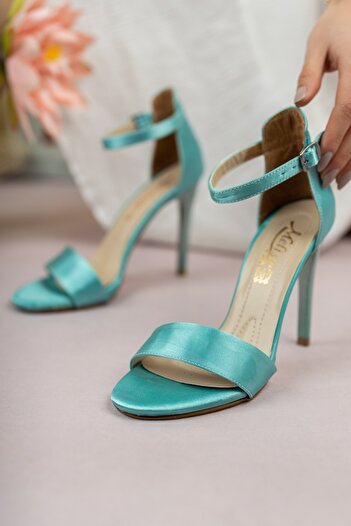 BAKGİY Turquoise Satin Women's Stiletto Shoes Bg1092-118-0001