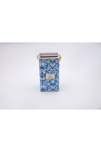 EVLE Er053-4b Azulejos Live Patterned Rectangular Metal Storage Container 8x10 Cm