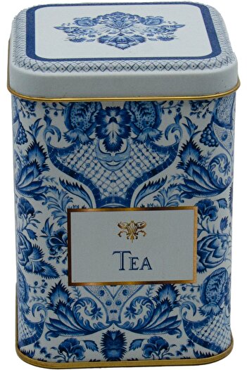 EVLE Er008-y2 Azulejos Tea Patterned Square Metal Storage Container 8x8 Cm
