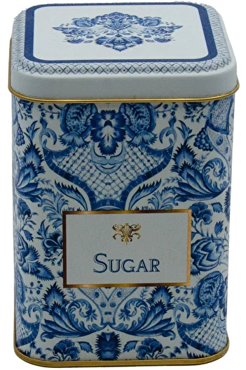 EVLE Er008-y3 Azulejos Sugar Patterned Square Metal Storage Container 8x8 Cm