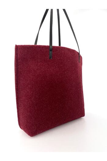 HEYBE'S Women's Burgundy Large Size Felt Fabric Shopper Tote Shoulder Bag