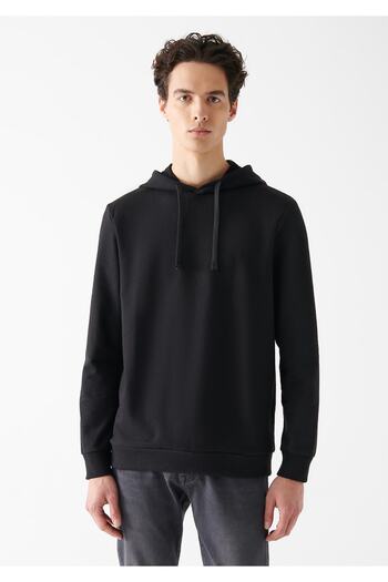 Mavi Kapüşonlu Siyah Sweatshirt 88062900