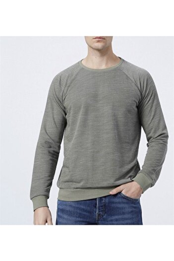 Kübra Tekstil Ανδρικό φούτερ Basic Ribbed Sleeve