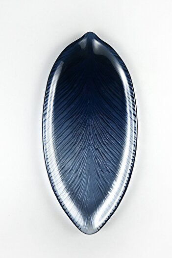 HERITAGE Glass Leaf Service Presentation Plate Black 30 Cm Single