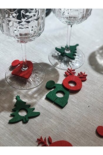 Masalsı Concept 6 Pieces Christmas Decorative Goblet Ornament New Year Table Accessory - Decorative Felt Ornament New Year