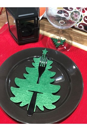 Masalsı Concept Green 6 Pieces Decorative Pine Tree - Christmas Decor Spoon Holder