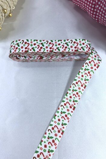 Hobigram New Year Ornament Packaging Ribbon White Patterned – New Year Ornament, Stylish Design, Women's Accessory – Yı