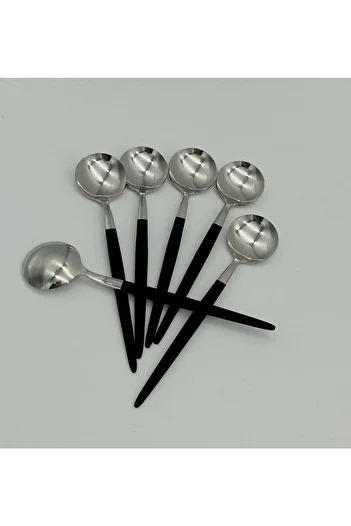 BRONDOFF Ikon Black-steel 6 Pieces Nescafe Teaspoon