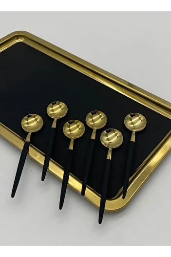 BRONDOFF Ikon Black-gold 6 Pieces Nescafe Teaspoon
