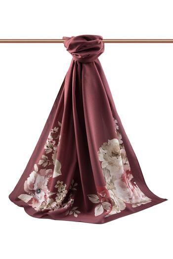 Vissona Women's Luxury Medina Silk Shawl Claret Red-1