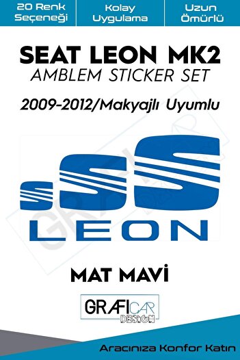 GRAFİCAR Set de autocolante placate cu emblemă Seat Leon Mk2 2009-2012/ Make Up