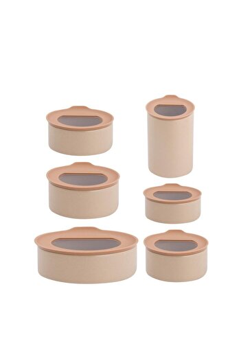 NEOFLAM Fıka One Ceramic Storage Container 6 Pieces Pink