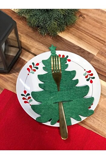 Masalsı Concept Green 6 Pieces Decorative Pine Tree Spoon Holder - Christmas Decor