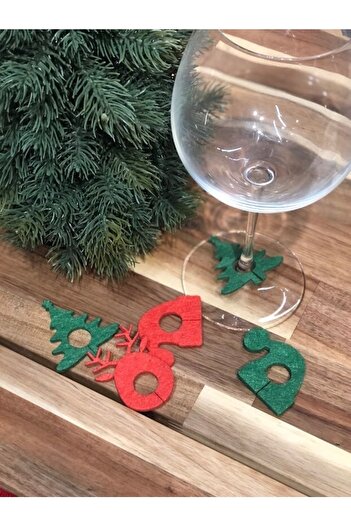 Masalsı Concept 6 Pieces Christmas Decorative Goblet Ornament New Year Table Accessory - Decorative Felt New Year Ornament New Year