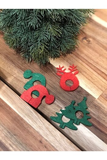 Masalsı Concept 6 Pieces Christmas Decorative Goblet Ornament New Year Table Accessory - Decorative Felt New Year Ornament New Year