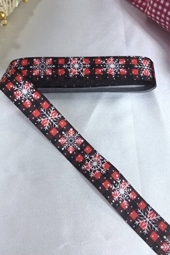 Hobigram New Year 2026 Gift Packaging Ribbon Black Red Snowflake Price Is for 1 Meter – New Year Ornament –