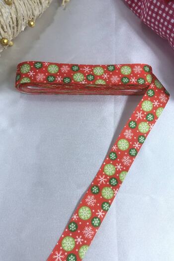 Hobigram 2026 Decoration Gift Packaging Ribbon Green Red Snowflake Price Is for 1 Meter – Christmas Ornament