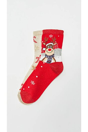 LC Waikiki New Year's Themed Girl's Socks - Pack of 2