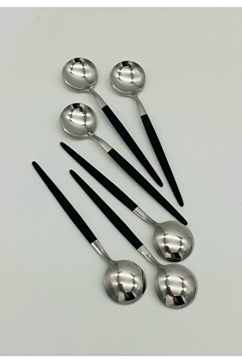BRONDOFF Ikon Black-steel 6 Pieces Nescafe Teaspoon