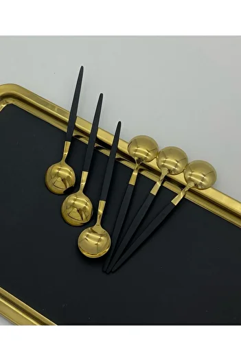 BRONDOFF Ikon Black-gold 6 Pieces Nescafe Teaspoon