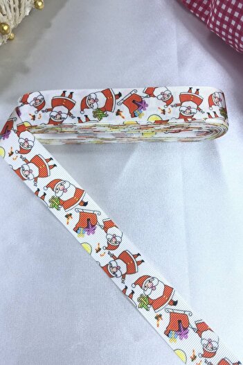 Hobigram New Year 2026 Gift Packaging Ribbon White Santa Claus – New Year's Ornament, Stylish Design, Women's Accessory