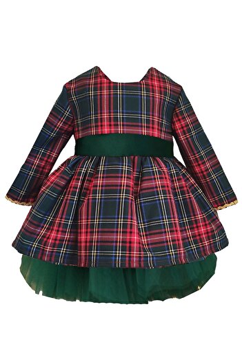 Shecco Babba Girl's Emerald Green Red Christmas Tutu Dress Crown Set 1-10 Years