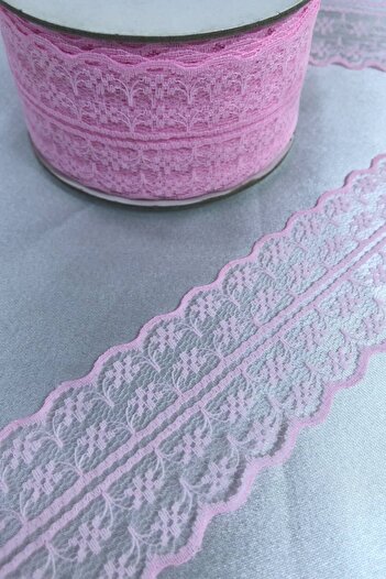 Hobigram Pink Lace Ribbon Width 5 cm Length 5 Meters - Special Design, Accessory, Quality Production, Eye-Catching Style