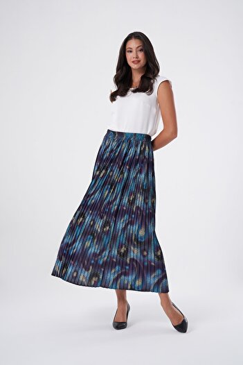 Mizalle Patterned Pleated Skirt