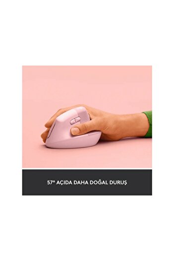 logitech Lift Sessiz Kablosuz Ergonomik Dikey Mouse, Pembe 910-006478