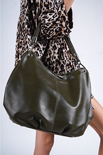 Solo Bag Γυναικεία τσάντα ώμου με πράσινη μαλακή δερμάτινη λαβή