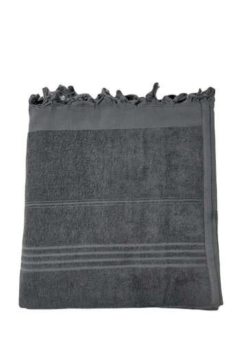 Romans Beach Towel with Tassels Gray 90x180 Cm