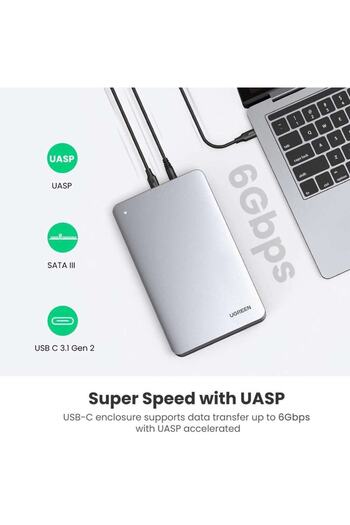 Ugreen Usb-c Alüminyum 3.5” / 2.5” Uasp Destekli Sata Ssd Hdd Taşınabilir Disk Kutusu