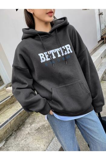 Machetta Великий розмір Капюшон Фума 'better' з принтом Oversize Sweatshirt