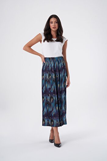 Mizalle Patterned Pleated Skirt