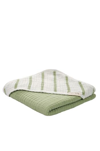 Caline Baby 4 Layer Muslin Striped Swaddle 90x90 Cm - Grass Green