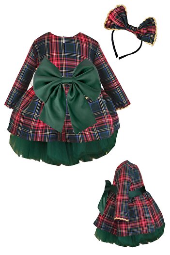 Shecco Babba Girl's Emerald Green Red Christmas Tutu Dress Crown Set 1-10 Years