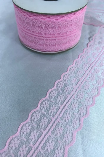 Hobigram Pink Lace Ribbon Width 5 cm Length 5 Meters - Special Design, Accessory, Quality Production, Eye-Catching Style