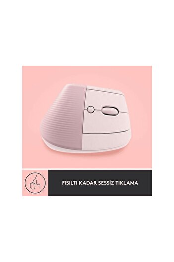 logitech Lift Sessiz Kablosuz Ergonomik Dikey Mouse, Pembe 910-006478