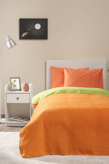 Karaca Home Young Candy Orange-green Double Face Single Blanket