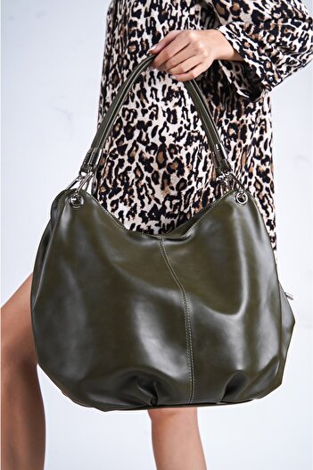 Solo Bag Γυναικεία τσάντα ώμου με πράσινη μαλακή δερμάτινη λαβή