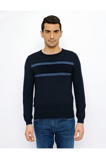 Pierre Cardin Crew Neck Block Colored Knitwear Sweater