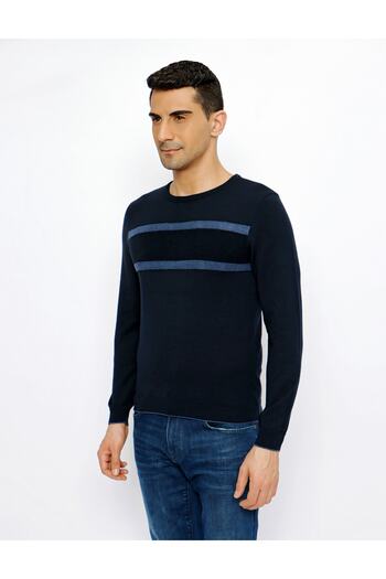 Pierre Cardin Crew Neck Block Colored Knitwear Sweater